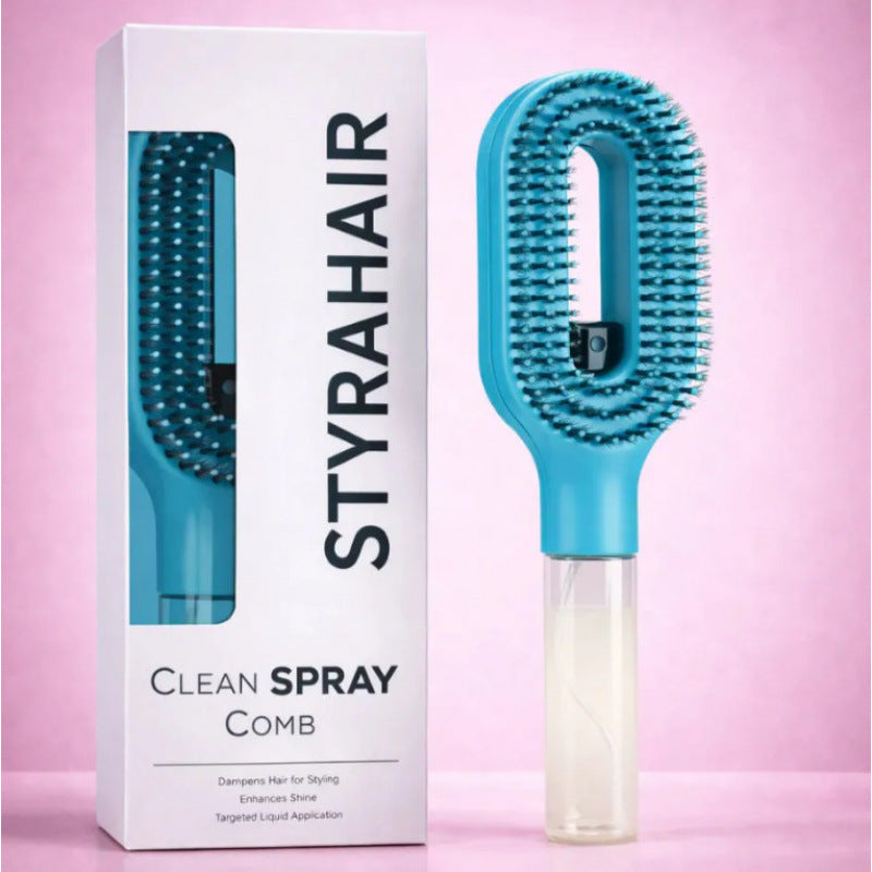 Water-spraying detangling hairbrush handle