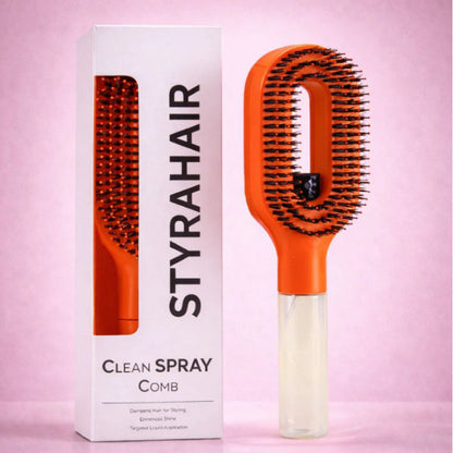 Water-spraying detangling hairbrush handle